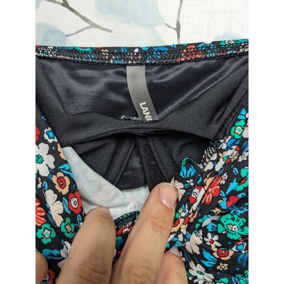 Land's End Women's Swim Top Tankini Wrap V-Neck Floral Underwire Size 6 DDD - Picture 4 of 9